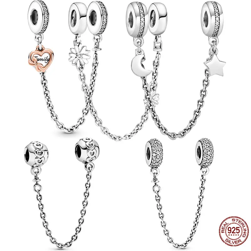 Lnfinite Bracelet Safety Chain Bead Silver 925 Fit Original Pandora