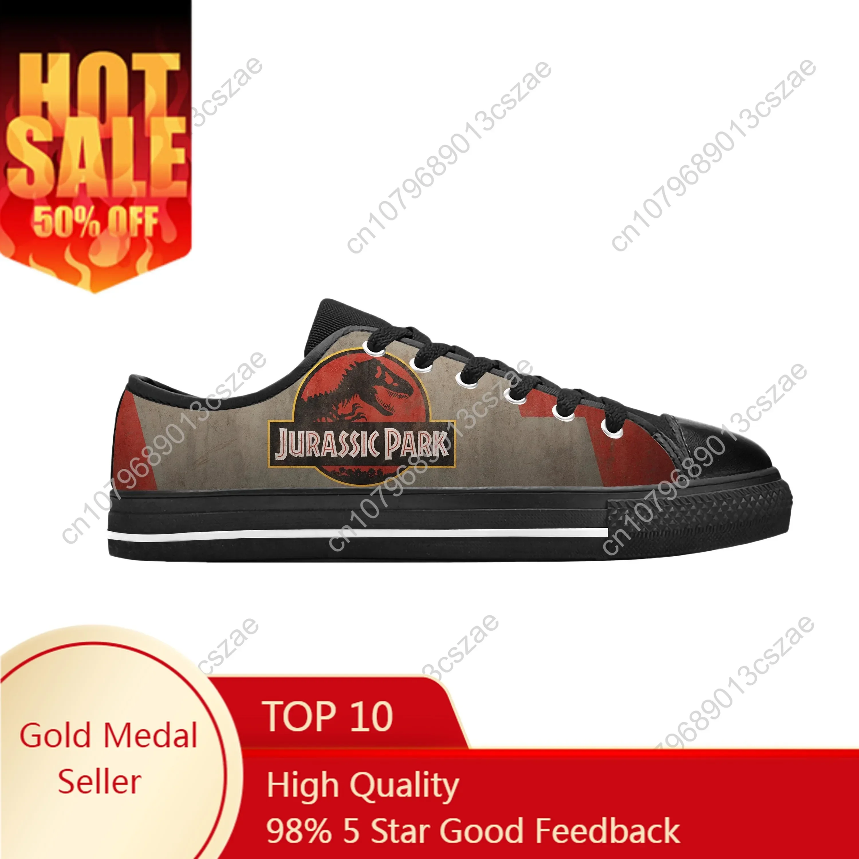 Jurassic Park World Dinosaur Anime Cartoon Manga Casual Cloth Shoes Low Top Comfortable Breathable 3D Print Men Women Sneakers