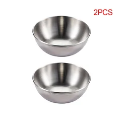 Elegant Golden Stainless Steel Sauce and Appetizer Dish Set (6-Piece) - 8X8X3CM (Silver-2pcs)