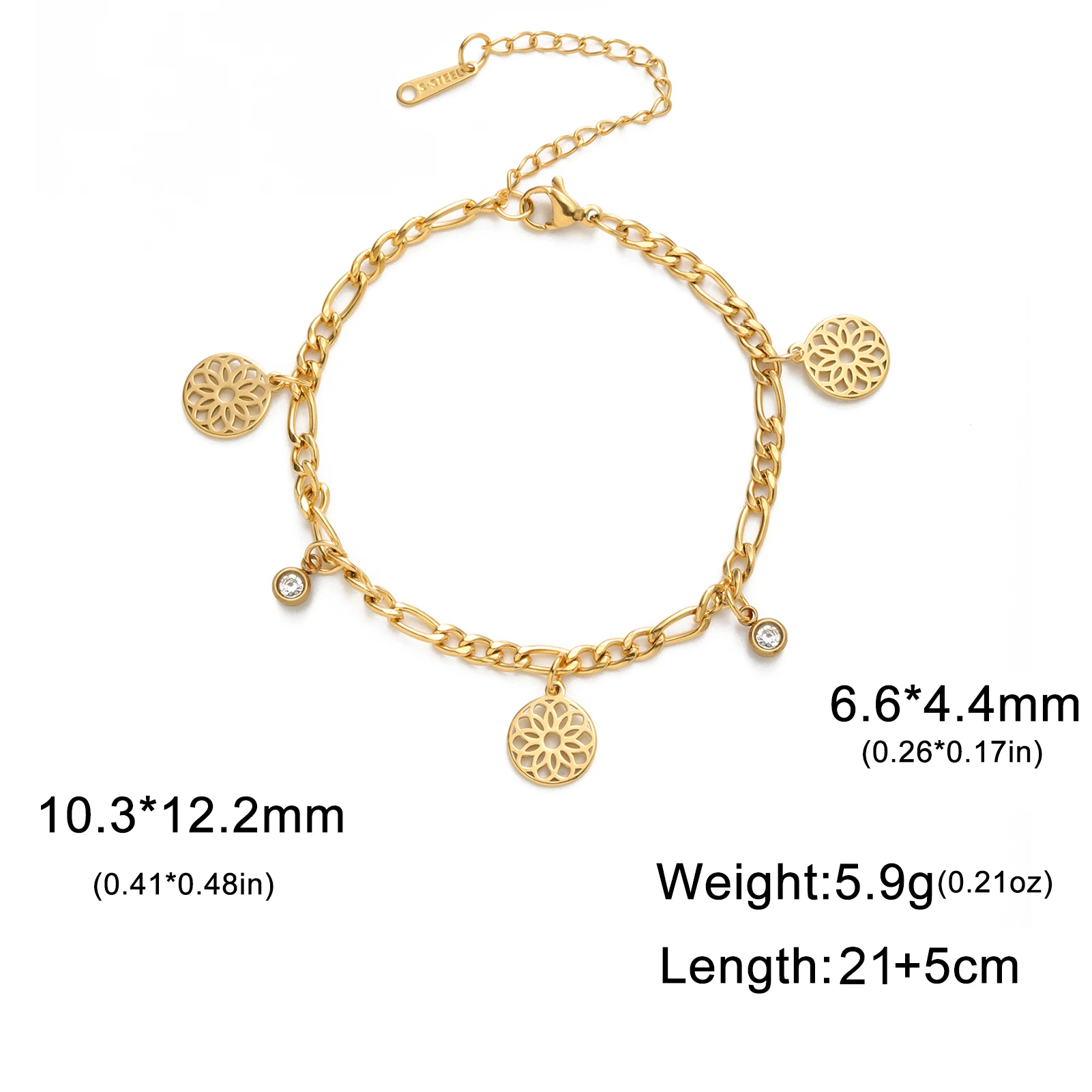 Kkjoy Mode Edelstahl Persönlichkeit hohl kleine Chrysantheme Anhänger Fußkettchen für Frauen Schmuck Accessoires Geschenk Großhandel – Detail 17