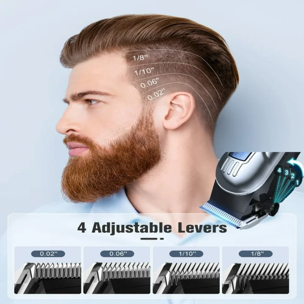 Cordless Hair Clippers for Men  Professional Hair Cutting Kit with 10 Combs, Rechargeable Barber Clippers Beard/Hair Trimmer 4