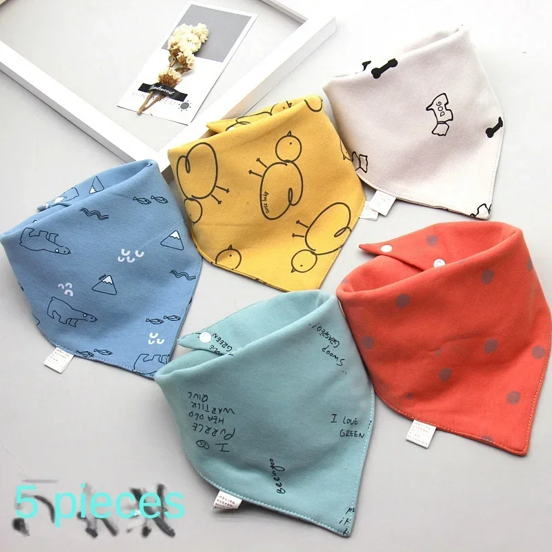Baby Bibs 5PCS/LOT Triangle Cotton Bibs Cartoon Print Saliva Towel Baby Boys Girls Feeding Apron Cotton Bandana Stuff saliva towel,baby bib,feeding bib,cotton bib set,cotton bib