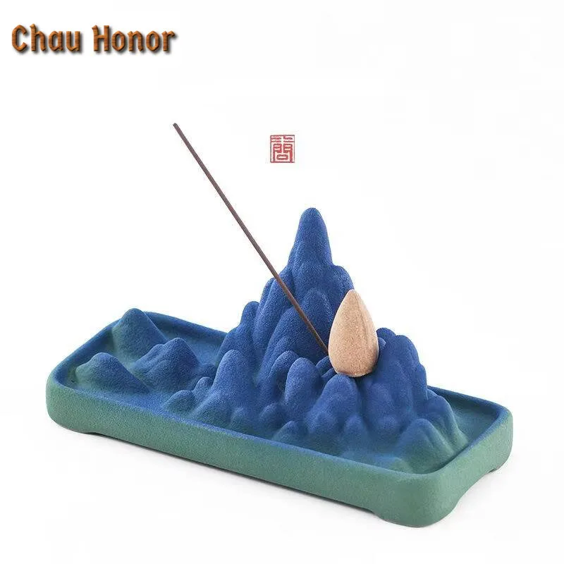 Handmade Coarse Pottery Ceramic Thread Incense Insertion Creative Backflow Burner Zen Censer Burner Holder Ornaments Decoration