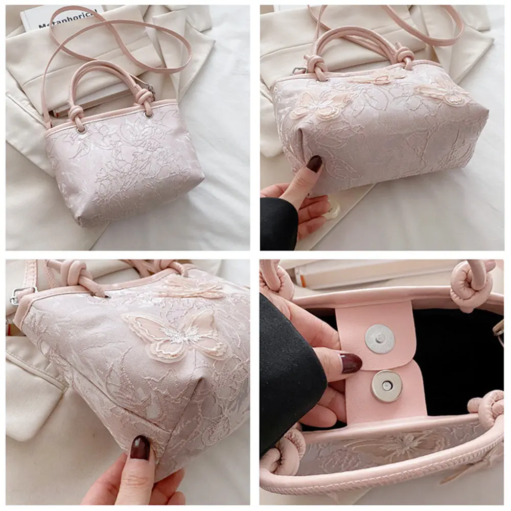 Creative Lace Shoulder Bags Elegant Handbags Embroidery Simple Tote Bag Women