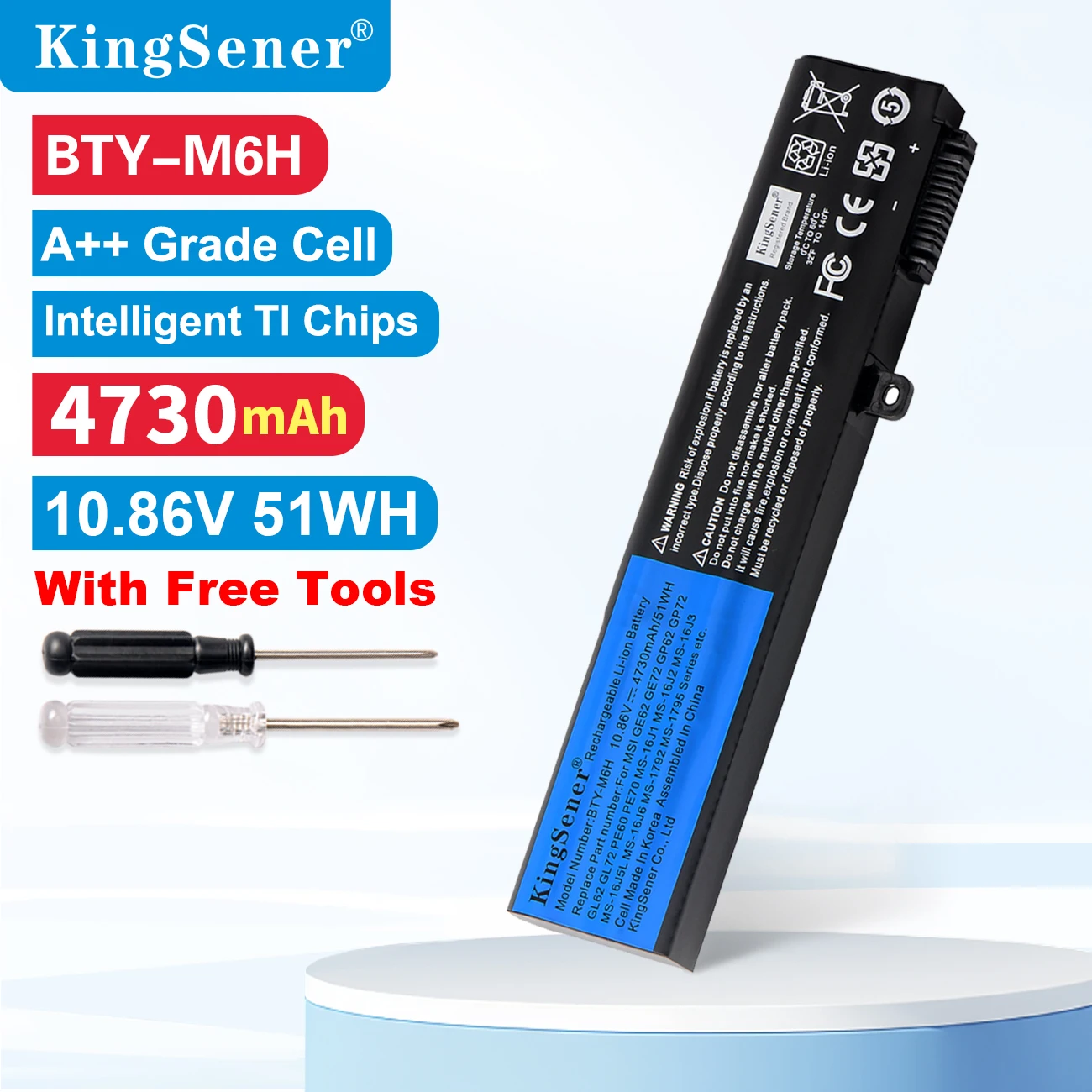 Laptop Battery KingSener BTY-M6H Battery For MSI GE62 GE72 GP62 GP72 GL62 GL72 GP62VR GP72VR PE60 PE70 MS-16J2 MS-16J3 MS-16J9 MS-1792 MS-1795