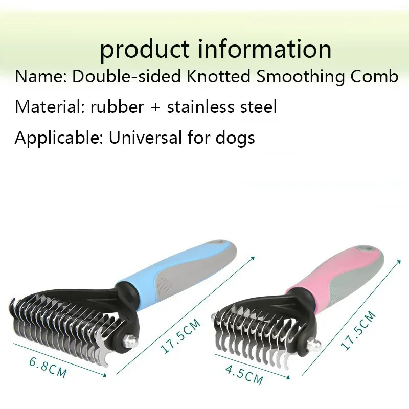 Double Sided Pets Fur Knot Cutter Grooming Shedding Tools Hair Removal Comb Brush Furcleaner Professional Pet Deshedding Brush
