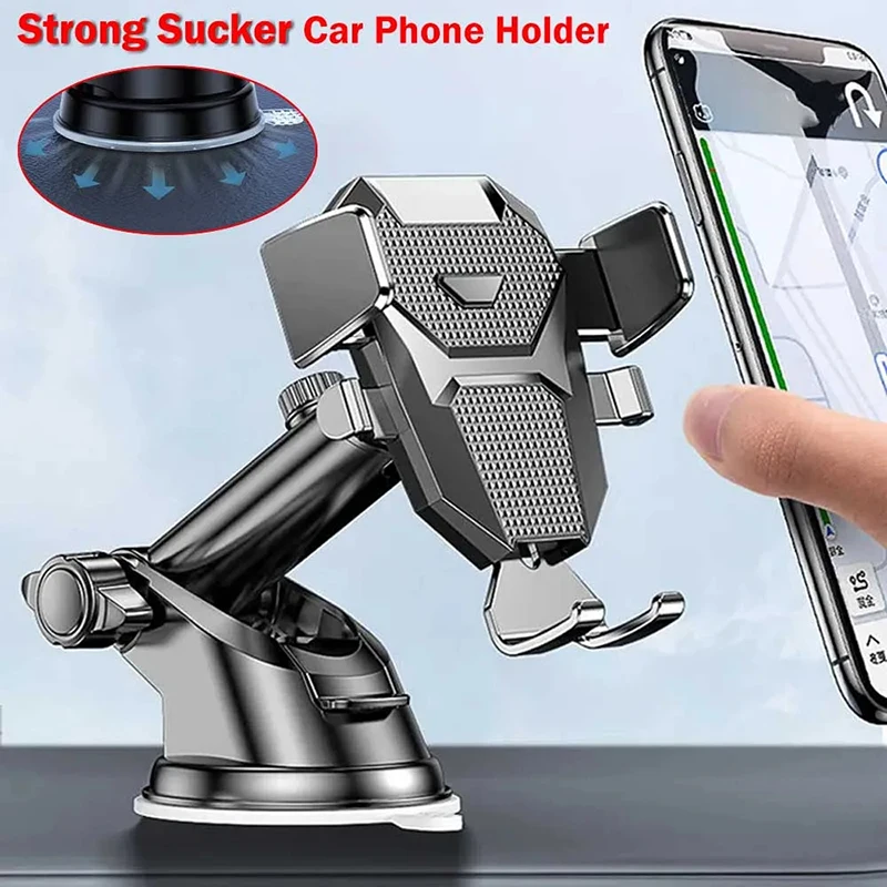 Sucker Adjustable Car Phone Holder Air Vent Clip Mount Mobile Cell Stand GPS Mount Phone For iPhone 16 15 14 Huawei Xiaomi Stand