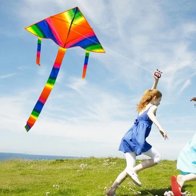 1Pc Rainbow Colorful Kite for Fun Assemble Kite with Long Colorful Tail Party & Outdoor Toy Lightweight Outdoor Sports 3