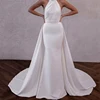 Elegant Crepe Detachable Wedding Train Waistband Removable Overskirt Formal Evening Party Skirt Front Open Customized 2025 2