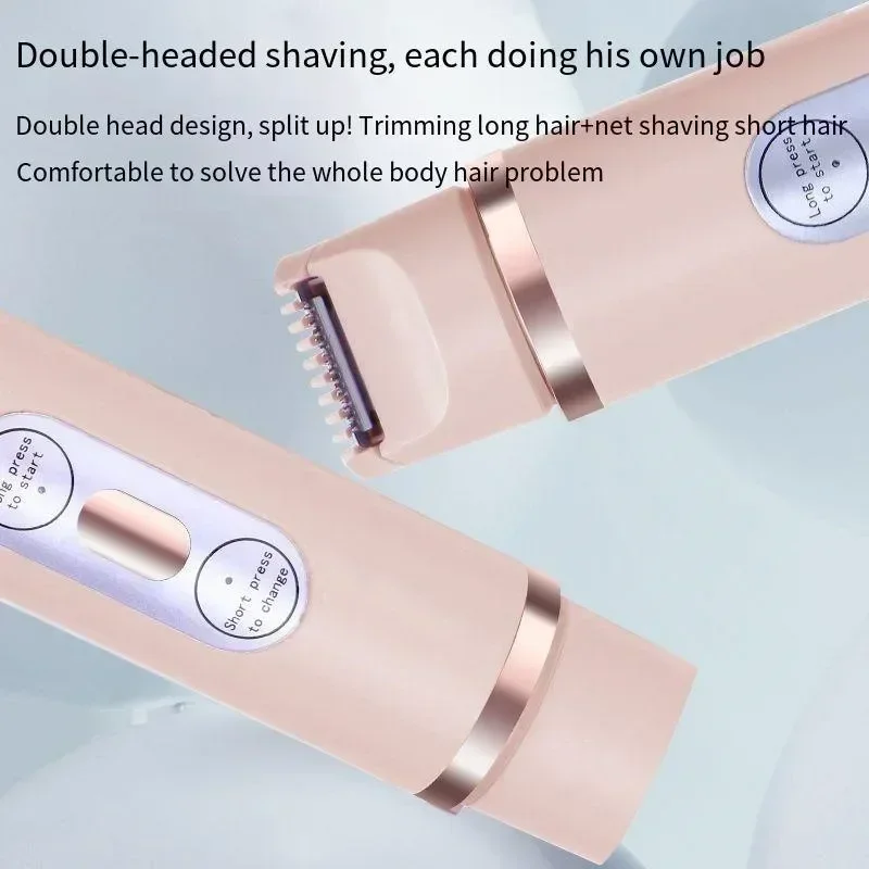 Dual-Head Electric Shaver Painless Women's Epilator Bikini Hair Removal Device Automatic Hair Trimmer Underarm Facial Lips Leg 4