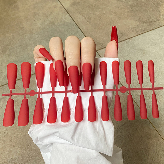 False Nail Tips Solid Color Matte Super Long Coffin False Nail Ballet Press on Nails Tips for Artificial Fingernails