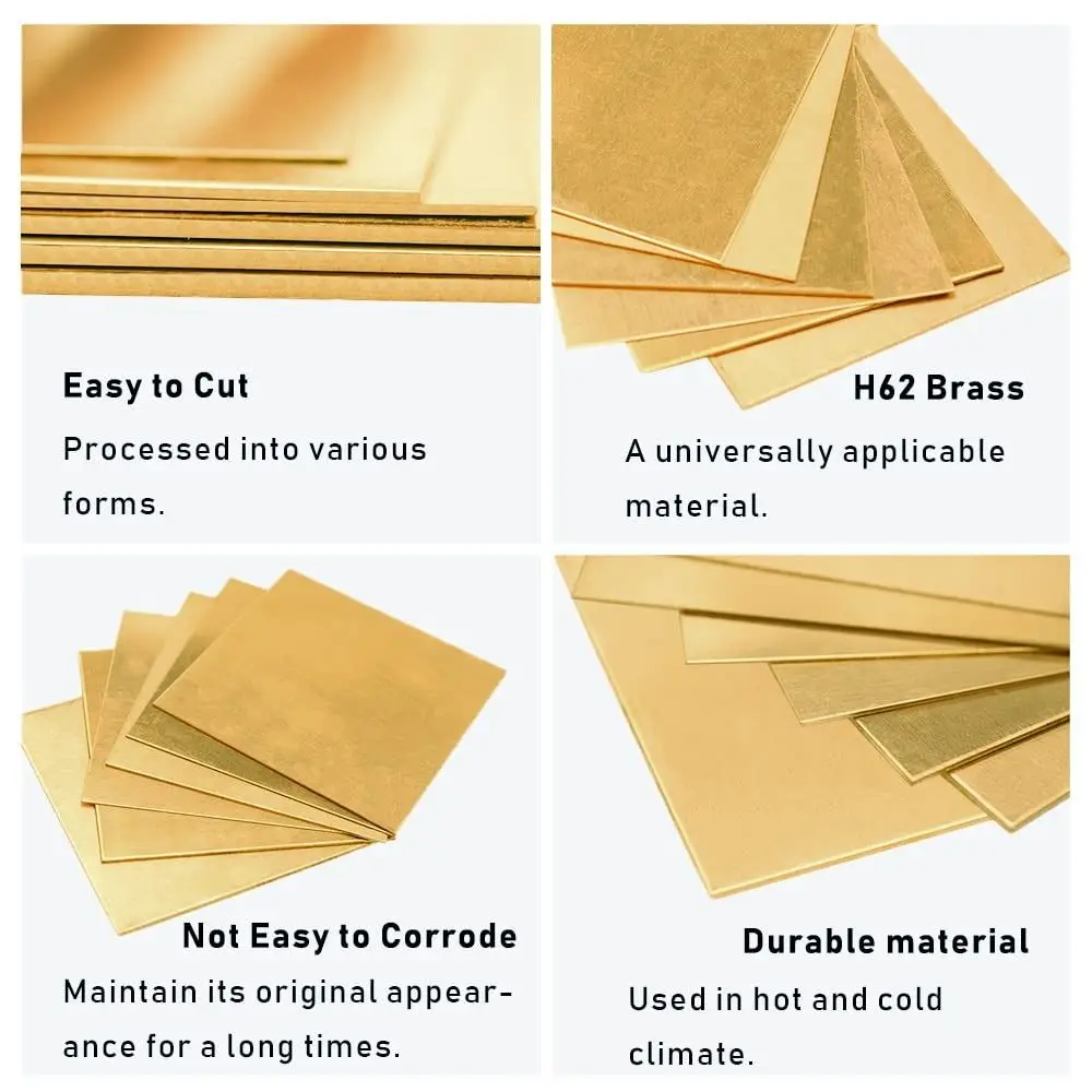New Copper Brass Plate Sheet 0.5mm 0.8mm 1mm Multiple Sizes Brass Sheet Contruction Brass Pad
