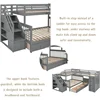 L-Shape Triple Bunk Bed with Stairs and Desk, Wooden Twin-Over-Full Design, Includes Storage Wardrobe, Shelves, and Drawers, 3 L-Shape Triple Bunk Bed with Stairs and Desk, Wooden Twin-Over-Full Design, Includes Storage Wardrobe, Shelves, and Drawers, 3