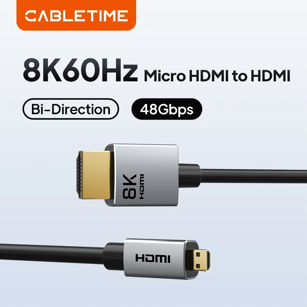 Ultra-High-Definition Micro HDMI to HDMI Cable, 8K/60Hz