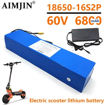 Batteria agli Ioni di Litio 60V 16S2P 18650, 67.2V, 6800mAh, per Scooter Elettrico, con Presa e Caricatore BMS 1000W BMS XT60/T