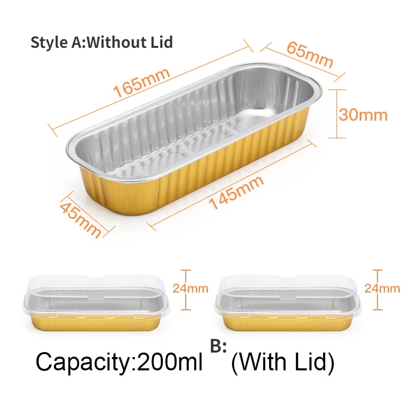 10 pcs Disposable Mini Loaf Pans With Lids Aluminum Foil Narrow Cake Pans  Rectangle Cupcake Baking Cups 6.8Oz - AliExpress