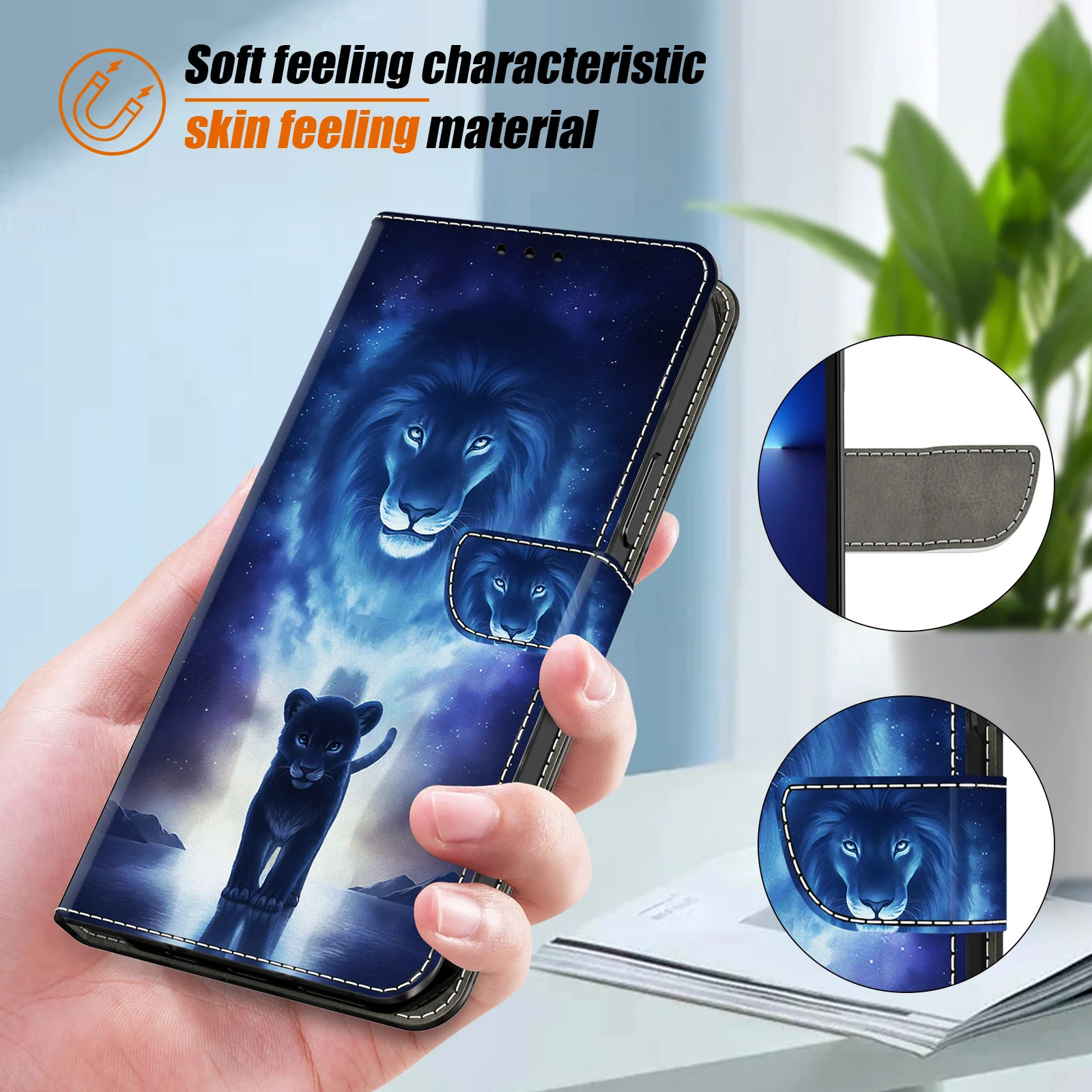 Premium 3D Magnetic Flip Leather Wallet Phone Case