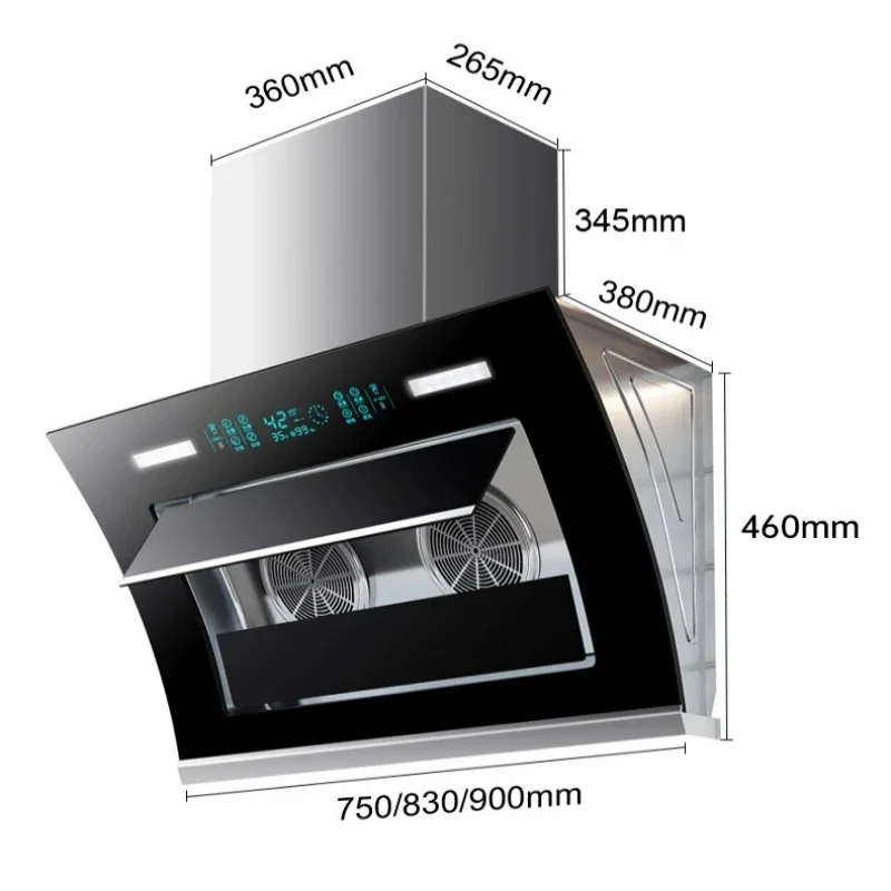 90cm free custom Stainless Steel Chimney household restaurant kitchen chimney appliance range hoods kitchen 4