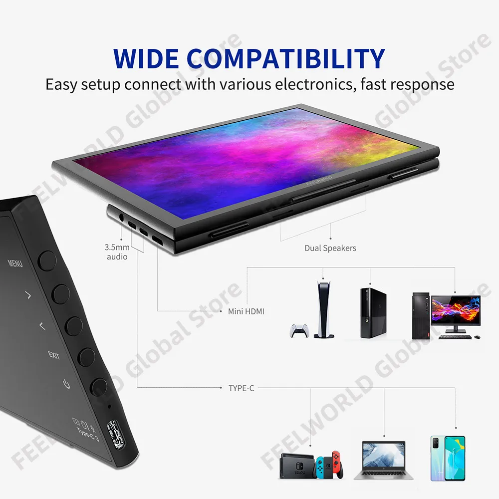 FEELWORLD ޴   ǻ ÷, ȭ ġ CŸ HDMI, DH101, 10.1 ġ ġũ, 1920x1200