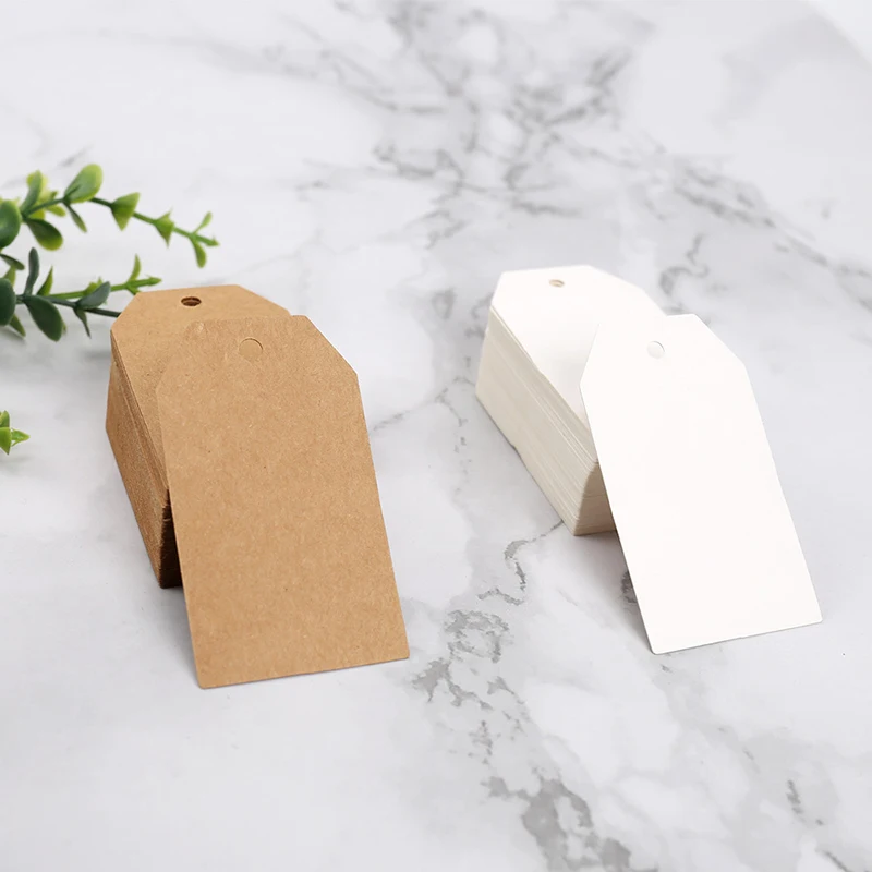 Rectangle Blank Hang Tags Wedding Birthday Party Gift Card Kraft Paper Label Garment Price Tag Baking Packaging Supplies 100pcs gift sealing label cards
