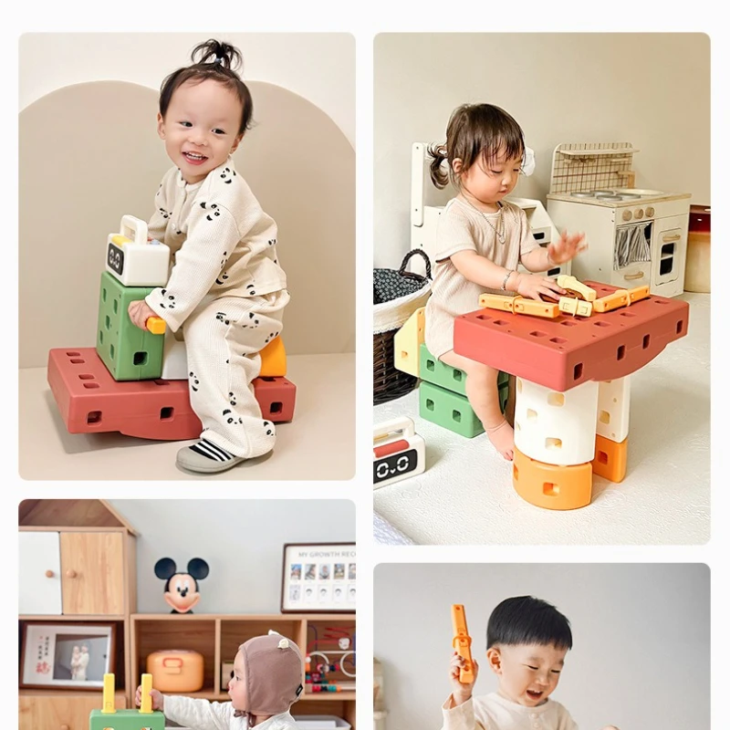 어린이용 대형 블록 자동차, 교육용 차량 장난감, 창의적인 조립 세트, 조용한 360도 회전 °   바퀴, 실내 놀이방의 즐거움