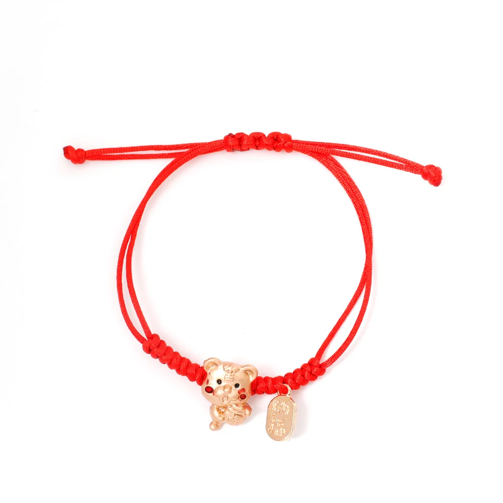 Mascot Five Fortunes Golden Tiger Red String Bracelet 2022 Chinese Tiger New Year Bring Wealth Lucky Good Blessing Bracelets 