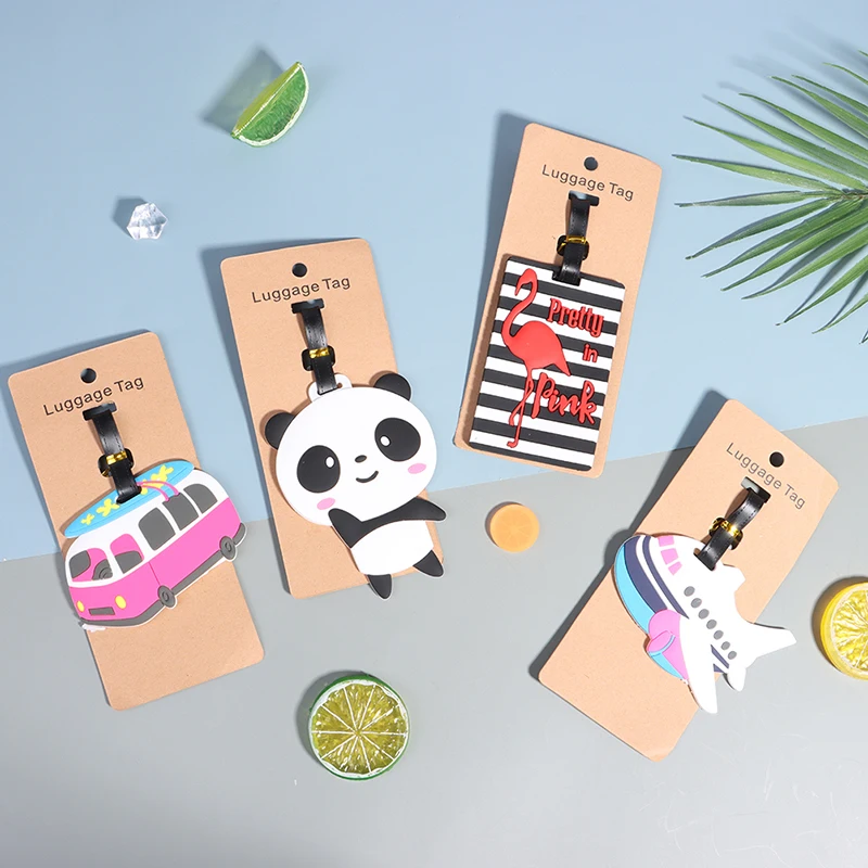 1PCS Luggage Tag Creative Cartoon Suitcase Fashion Style Silicon Luggage Name ID Address Label Portable Travel Accessories Label