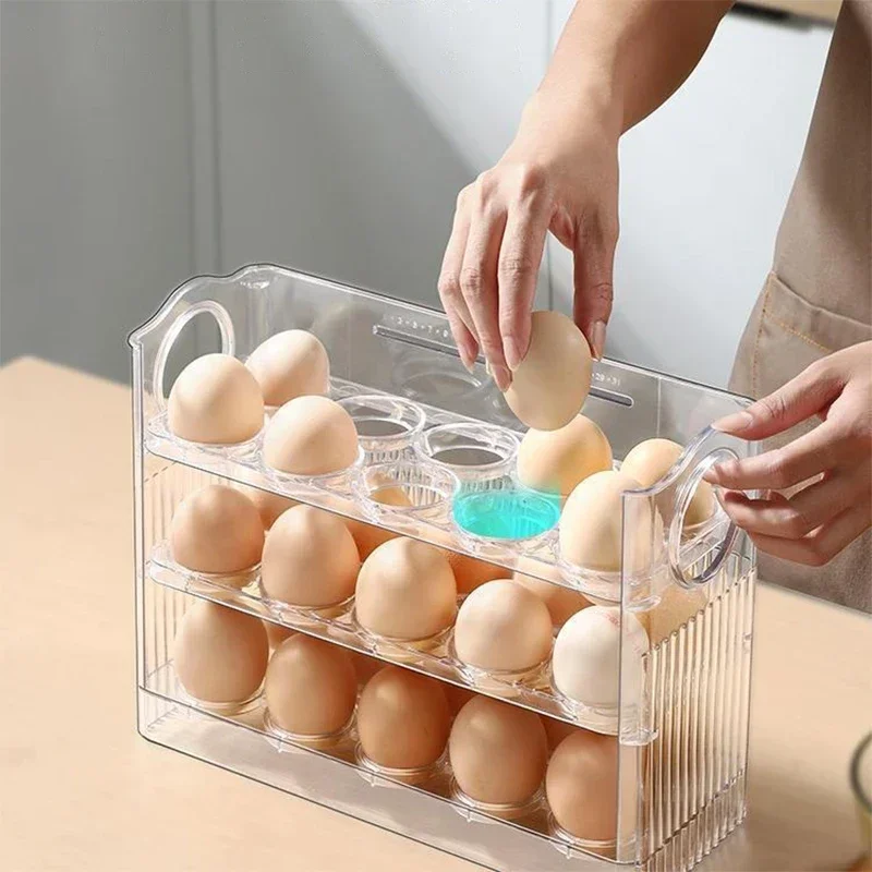 30 Grids Egg Tray Organizer Egg Storage Box Large Capacity Household Egg Holder With Handle Home Egg Container For Refrigerator 6