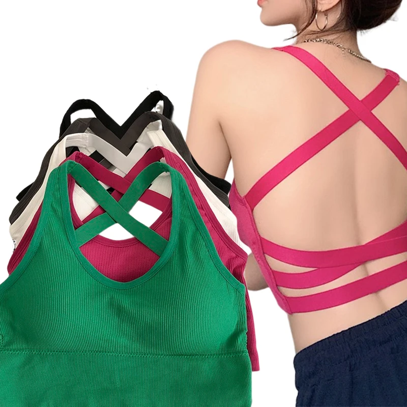 

Summer Sexy Women Vest Crop Top Sleeveless Vests Beach Sports Vest Tops Camisole Party Backless Suspenders Straps Underdress