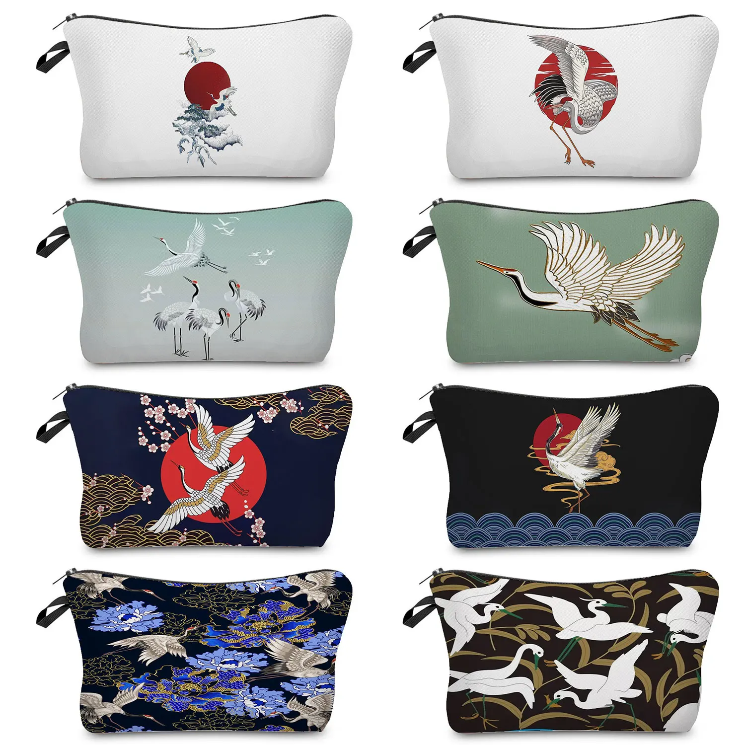 

Women's Makeup Bag Travel Cosmetic Storage Bag Chinese Style Crane Print Ladies Toiletry Kit School Teacher Appreciation Gift
