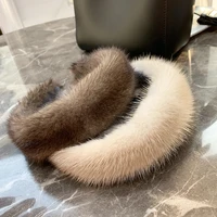 2025 Hot Sale Women Luxury winter 100% Real Mink Fur Headbands High Quality Real Fur Hair Band Lady Fashion Hair Hoop Furry Gift - Image 4