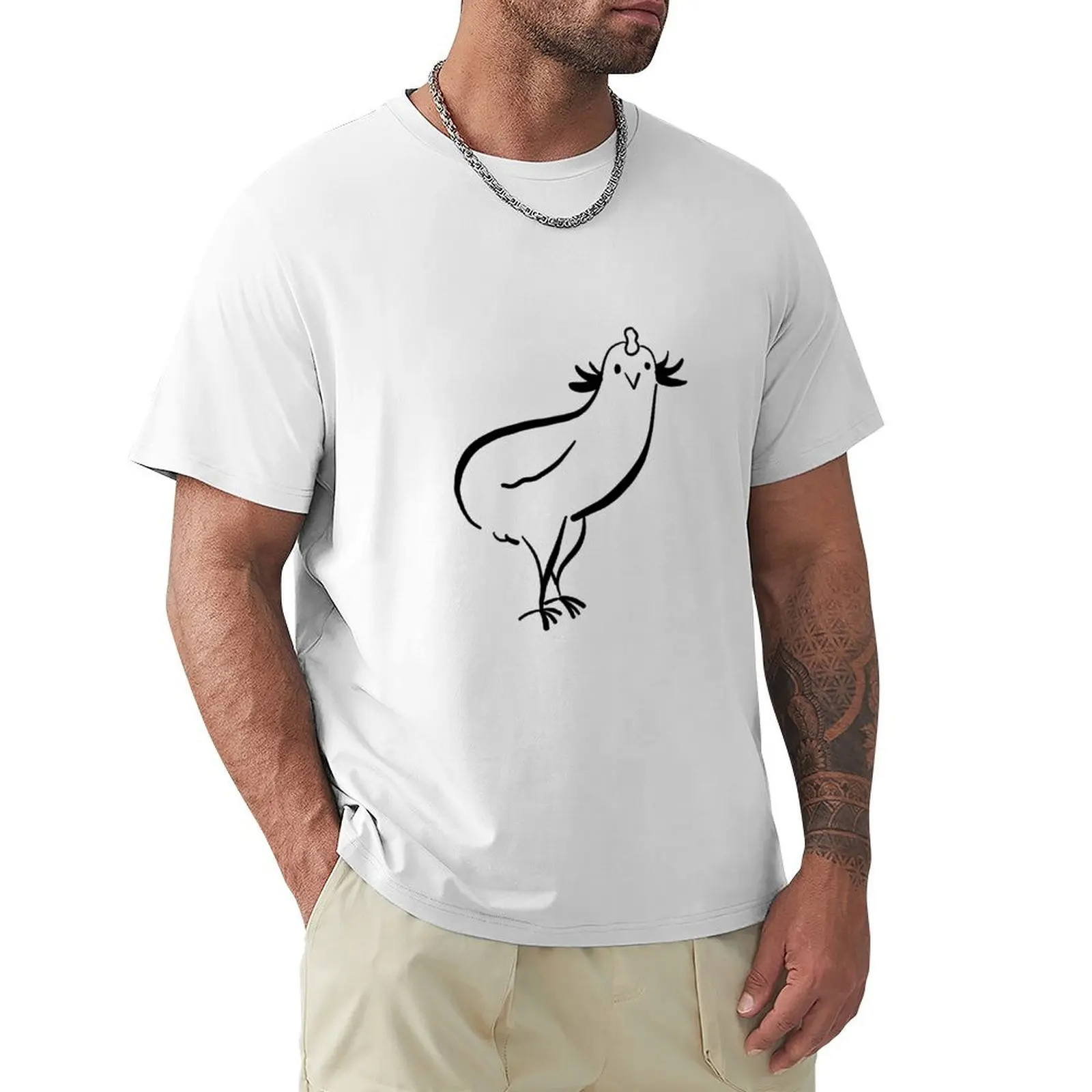 T-Shirt Con Pollo Araucana Senza Volant T-Shirt Con Ventagli Sportivi Moda Coreana Semplici Magliette Grandi E Alte Da Uomo