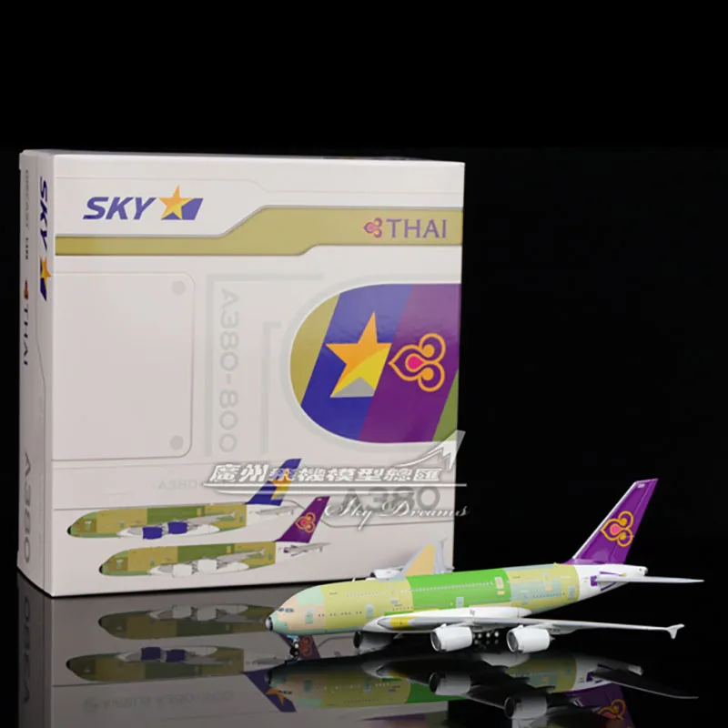 

JCWINGS Die Cast 1:400 Scale Thailand XX4470 A380 F-WWAO Domestic Alloy Aircraft Model Green Airplane Collection Toy Gift