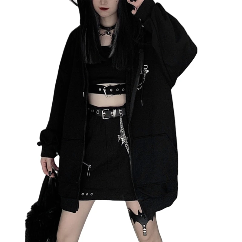 

Sleek Devil Hooded Sweater for Women Oversized Long Sleeve Oversized Cardigans