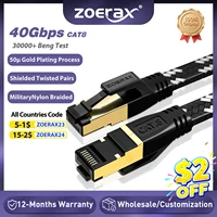 ZoeRax Cat8 Ethernet Cable 40Gbps 2000MHz Cat 8 RJ45 Network Lan Patch Cord for Router Modem Internet RJ45 Ethernet Cable