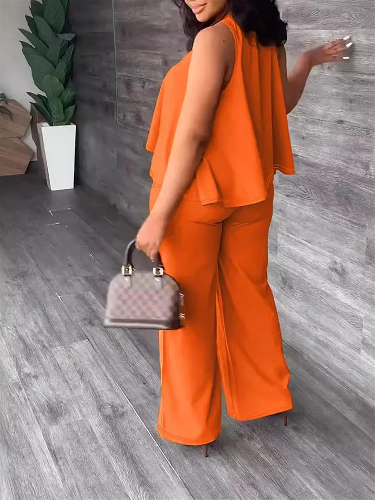 Wmstar Plus Size 2 Piece Set Women Casual Sleeveless Loose Top Pants Sets Summer Clothes Matching Suit Wholesale Dropshipping