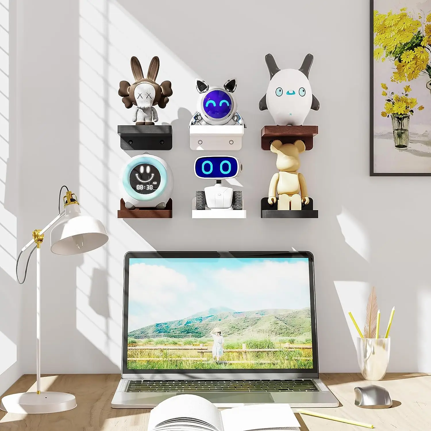 4-Pack Floating Wall Shelves 4