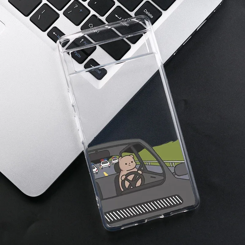 Clear Transparent TPU Phone Case with Funny Cartoon Dog Design