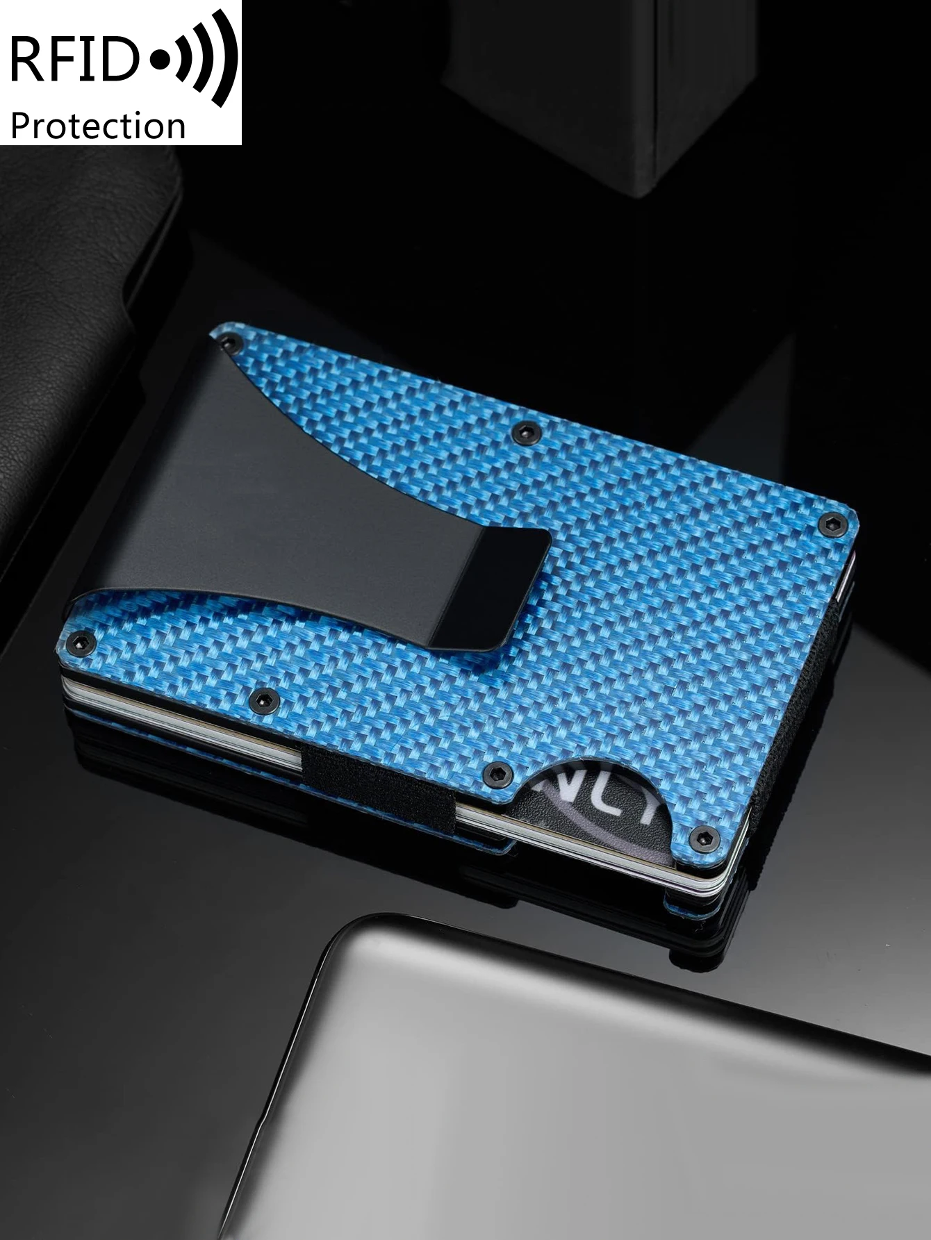Minimalist carbon fiber RFID holder ultra-thin mini ID credit card holder aluminum alloy men's and women's wallet 4