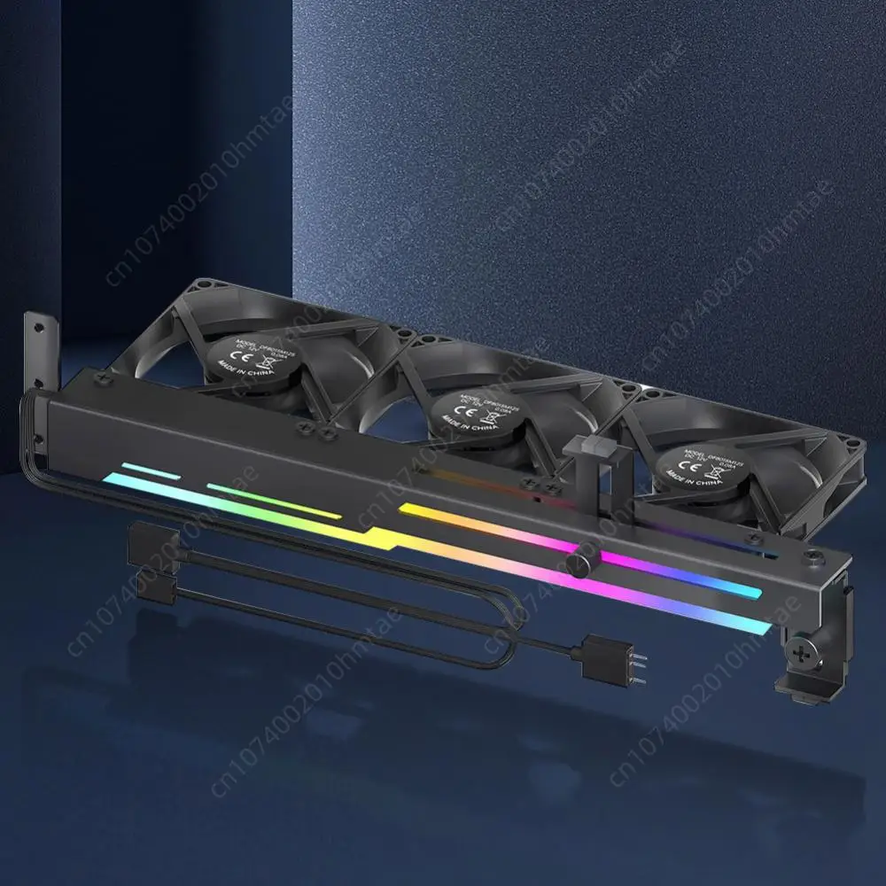 2 in 1 Graphics Card Radiator 1800RPM 5V 3Pin ARGB Graphics Card Cooling Fan with 3x80mm Fans PCI Mount Bracket