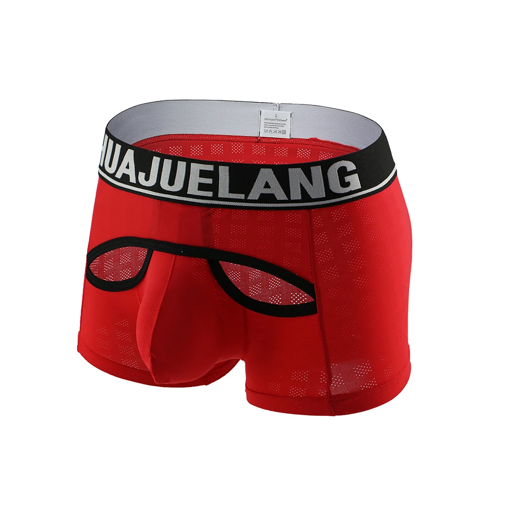 Boxer And Underpants Men\'s Mesh Panties Boxer Shorts Open Front Briefs Men\'s Beach Trunks Elastic Panties Bulge Briefs Underwear