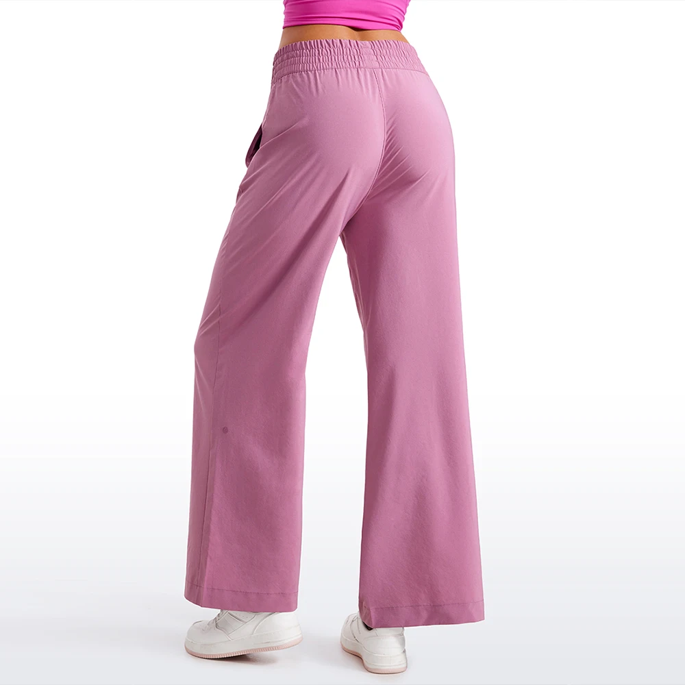 CRZ YOGA 여성용 경량 와이드 레그 팬츠, 30 인치 하이 웨이스트 캐주얼 라운지 여행 작업 바지, 포켓 루즈핏