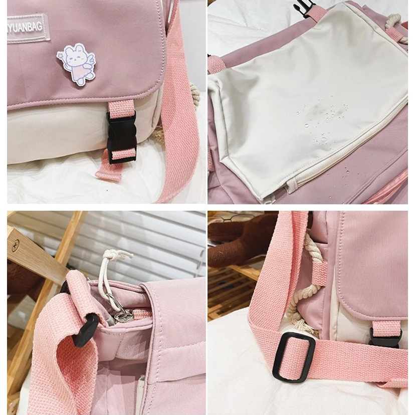 Moda torba kurierska z płótna torebki kobieta Harajuku torba na ramię studentka duża pojemność dla dziewczynek chłopiec torba Crossbody tornister