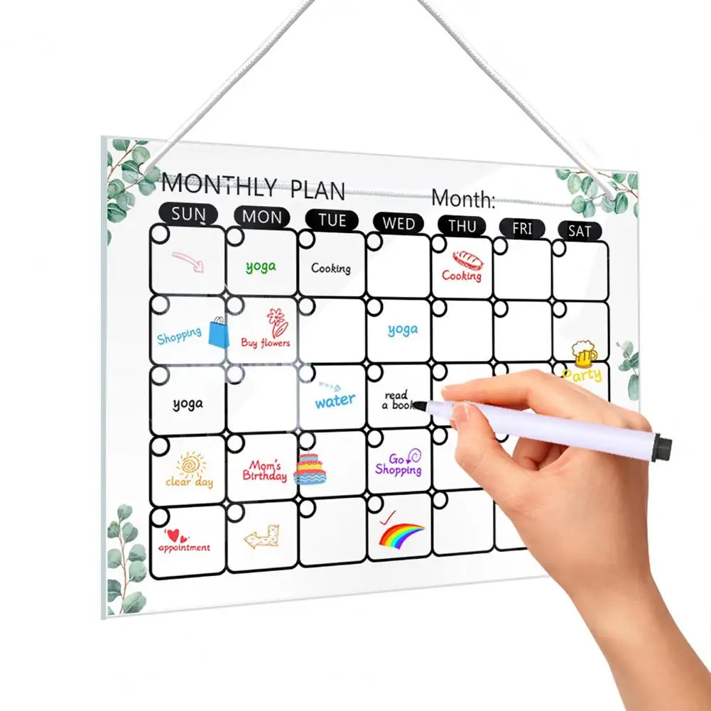 Residue-free Whiteboard Reusable Fridge Weekly Planner Whiteboard Acrylic Message Board with Pens for Refrigerator for Home