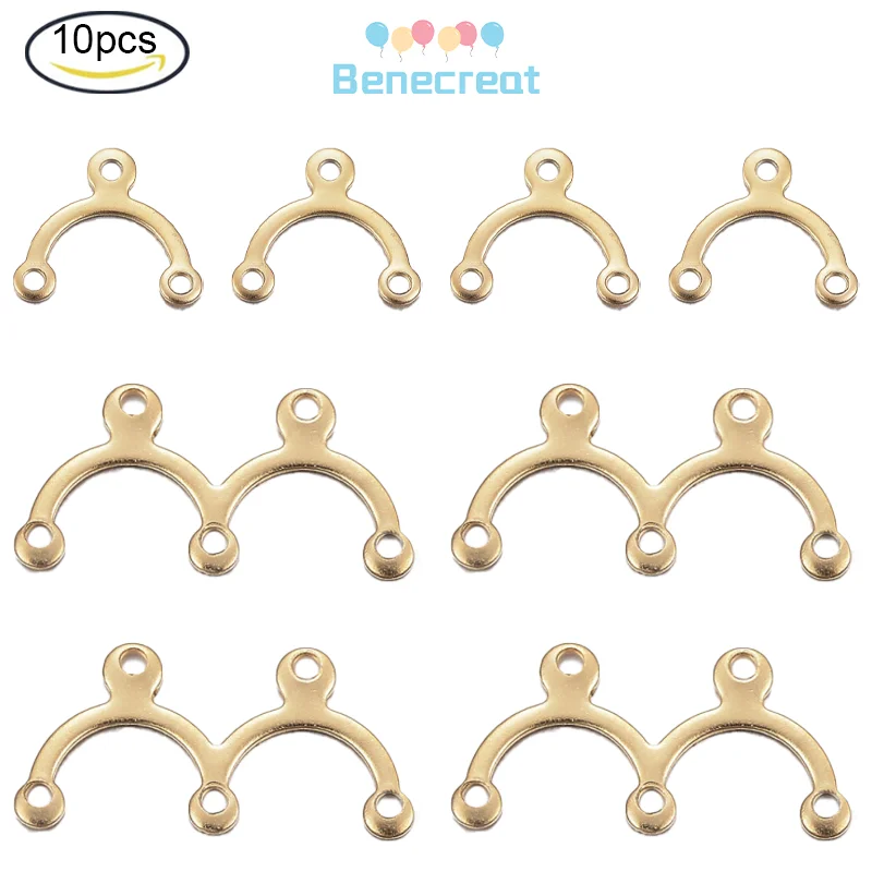 10PC Ion Plating(IP) 304 Stainless Steel Chandelier Component Links 3 Loop Connectors Golden 8