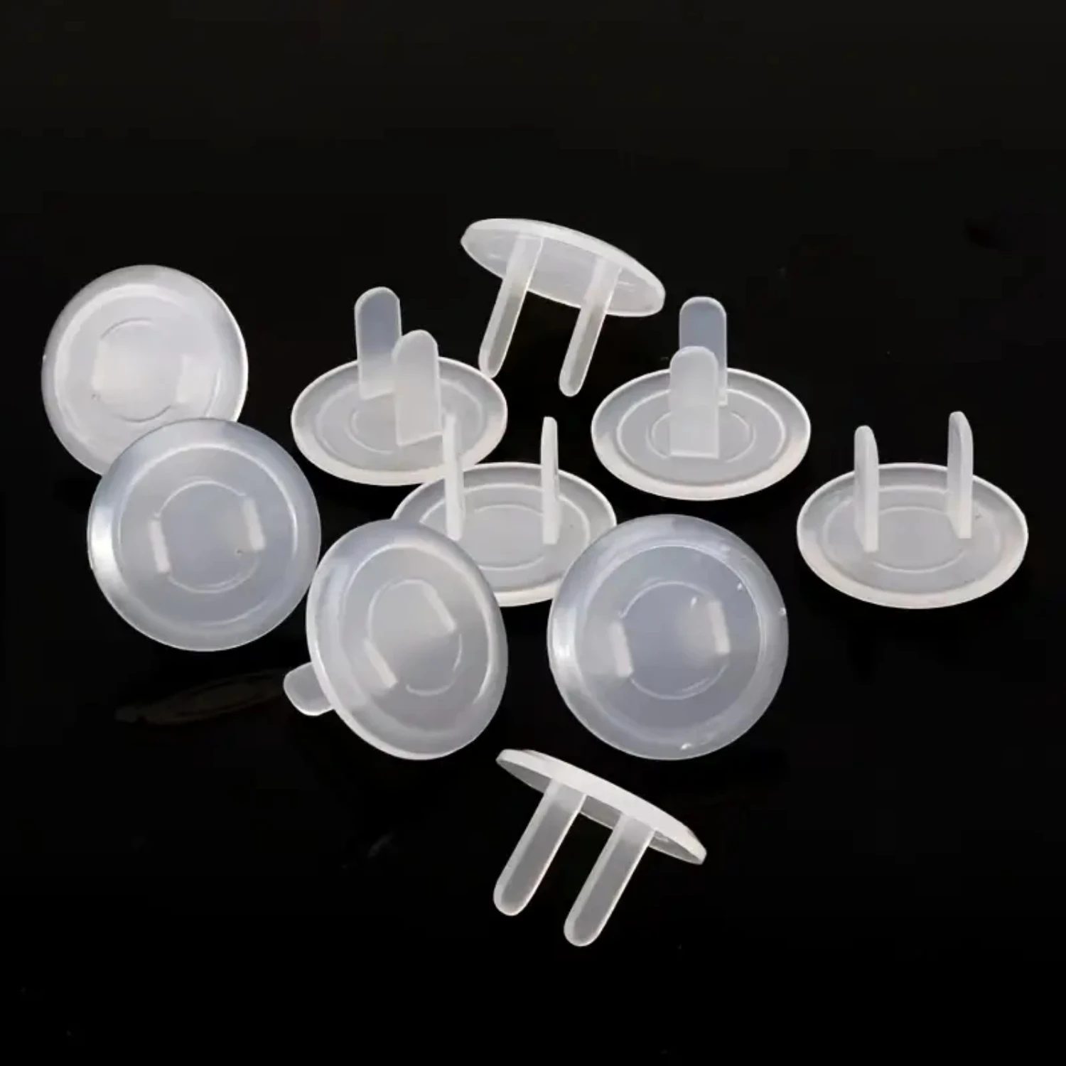 Enhanced Safety Electric Shock Proof Transparent Protective Sleeve for Children-10pcs Durable 2-hole 2-phase Power Socket Cove