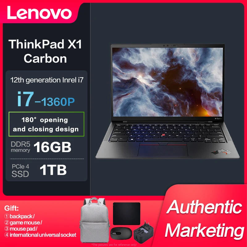 

New 2023 ThinkPad X1 Carbon Intel I7-1360P 16GB 1TB SSD 14inch 2.2K Screen Slim Notebook 4G Network Lenovo Laptop Computer