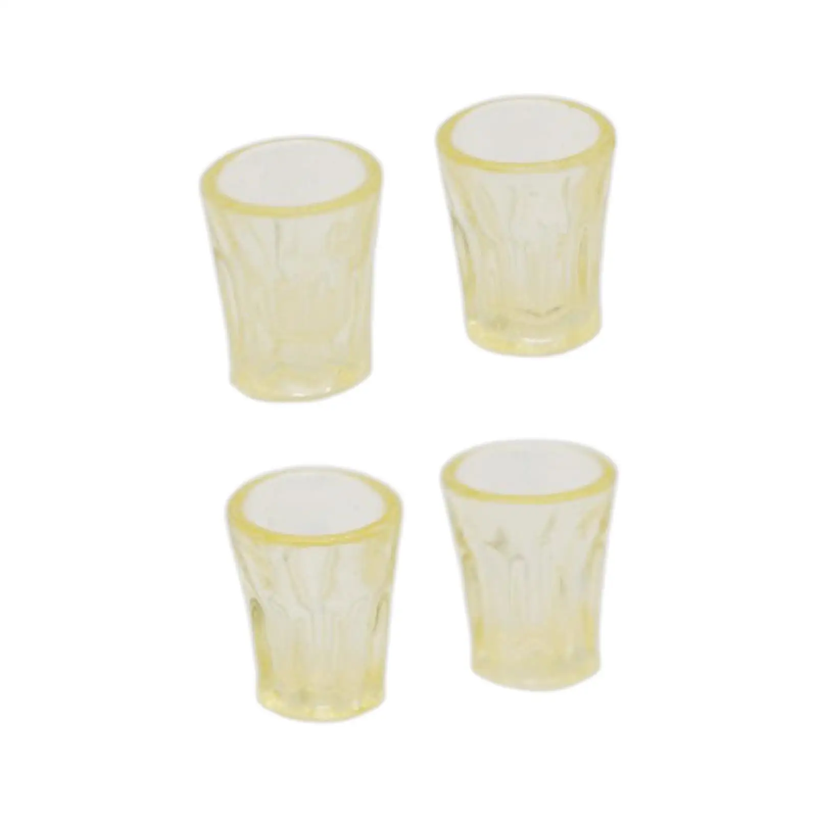 

4pieces 1/12 Dollhouse Miniature Tableware Water Glasses Accessories Clear