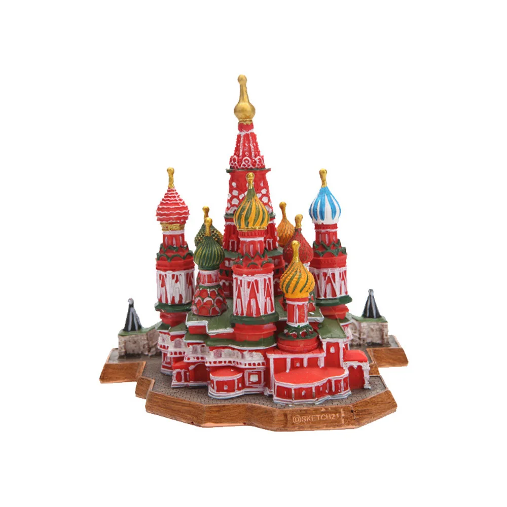 World Famous Building Landscape Russian Federation Moscow Saint Basil's Cathedral Bookcase Decoration Crafts Decor Statue 3