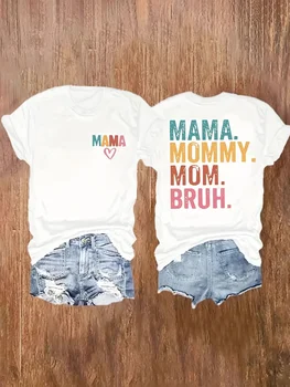 Women's Casual Short Sleeve T-Shirt Mama Mom Graphic Print Round Neck Top Mother's Day Gift Women's Harajuku Short Sleeve Casual 1